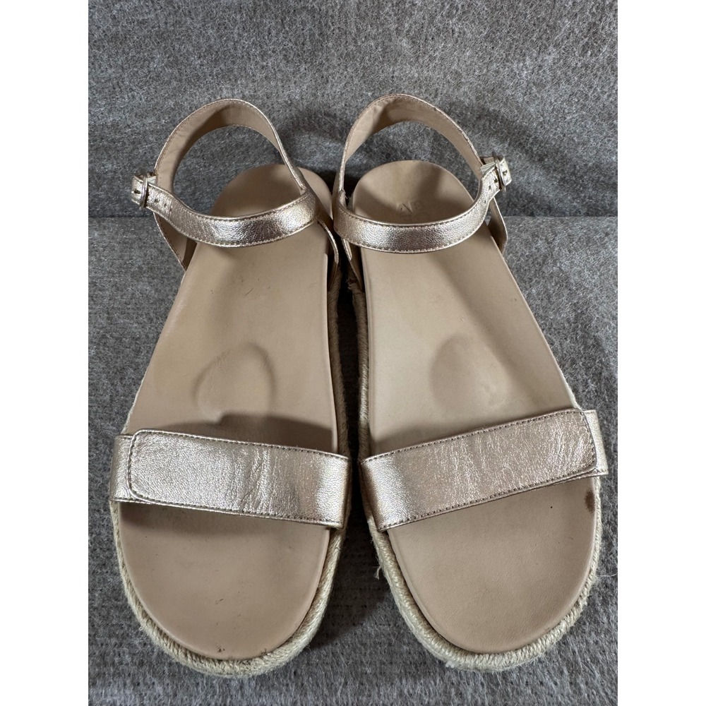 ABEO Isle Strap Sandals Women 11 Light Gold Leather Espadrille Orthotic Comfort